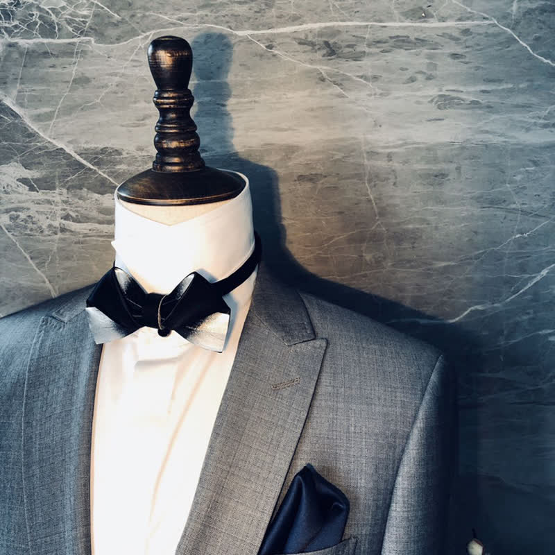 Pajarita con diseño de plumas en blanco y negro degradado para hombre