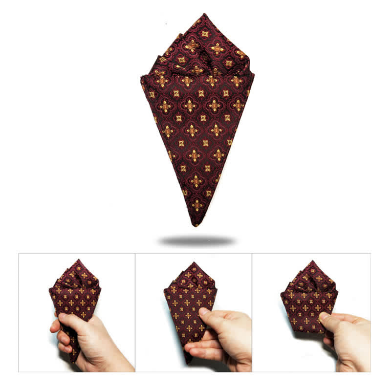 Pajarita de gran tamaño con punta bordada en rojo oscuro y dorado para hombre