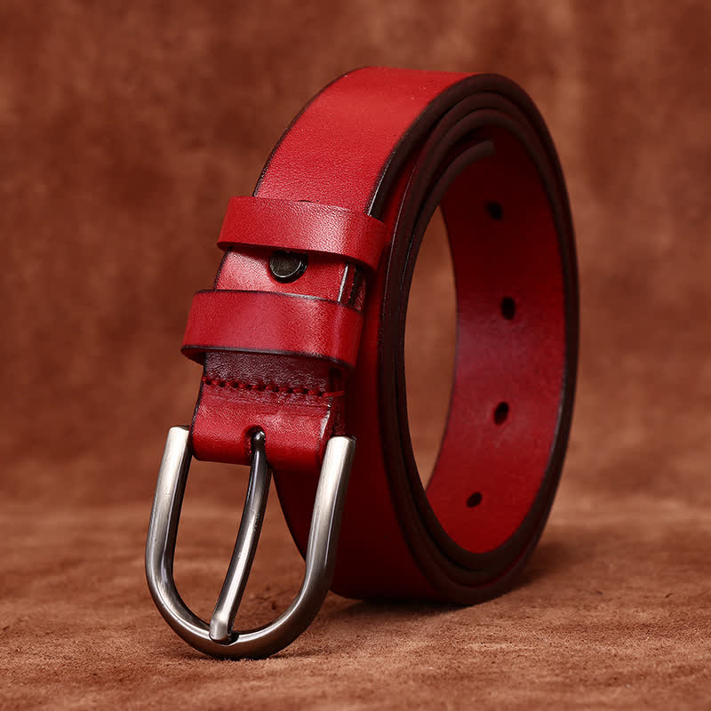 Cinturón de cuero fino informal de moda con remaches de metal