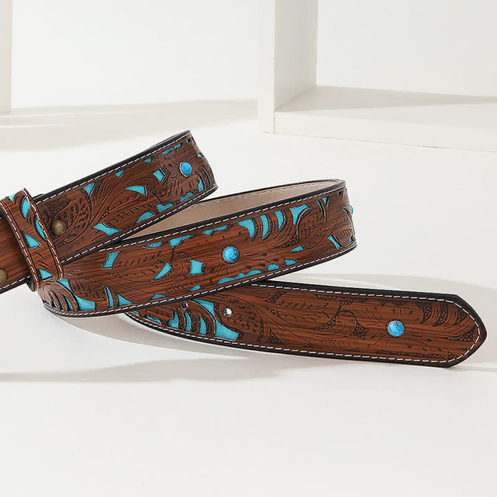Cinturón de cuero con cuchillo plegable oculto de bisonte para hombre, hecho a mano