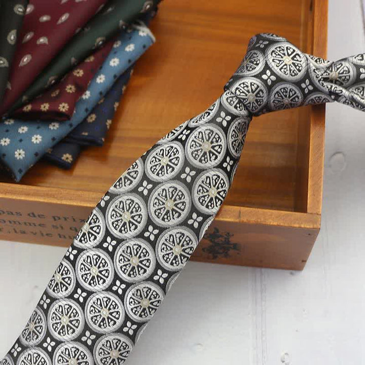 Corbata clásica para hombre con diseño de limón y anacardo