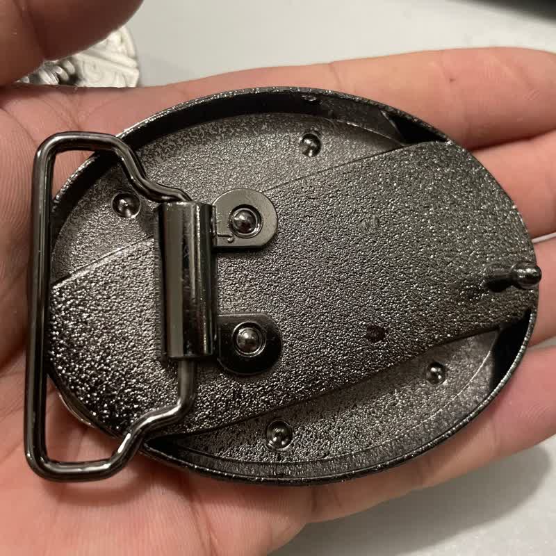 Cinturón de cuero con cuchillo plegable oculto de bisonte para hombre, hecho a mano