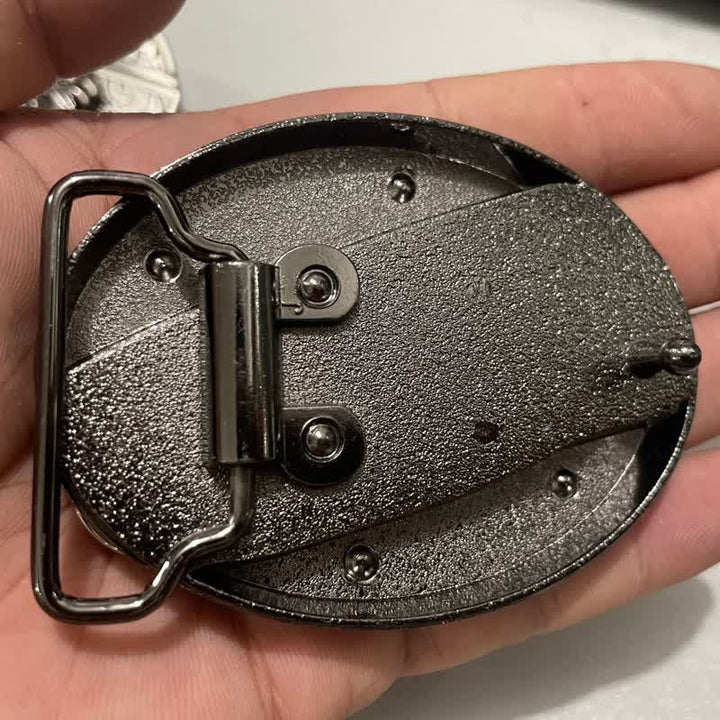 Cinturón de cuero con cuchillo plegable oculto de bisonte para hombre, hecho a mano