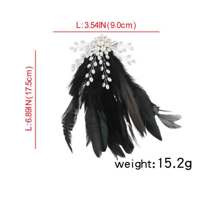 Broche de plumas de perla con temperamento para mujer