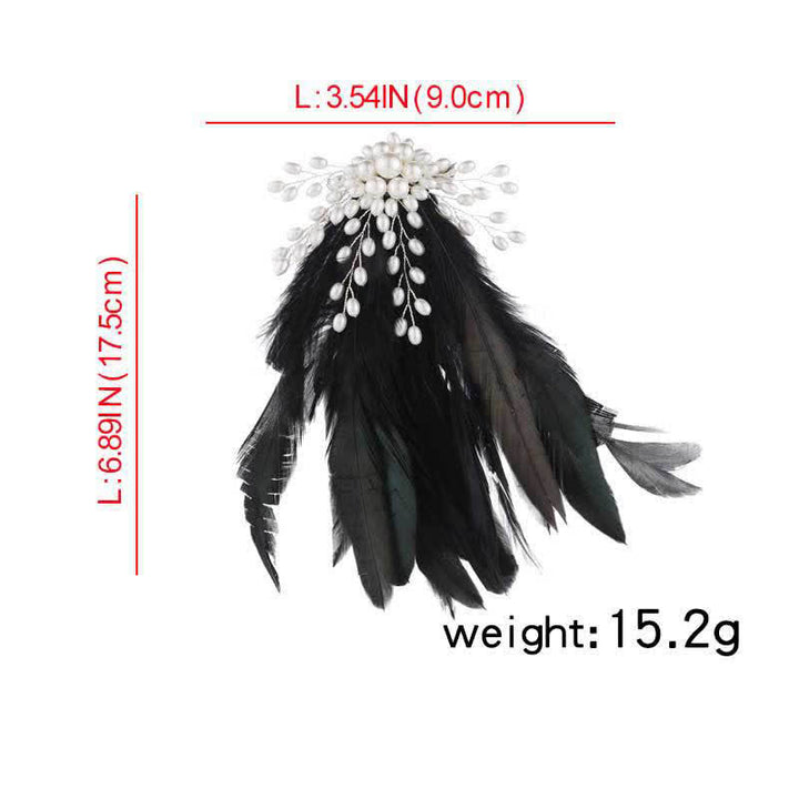 Broche de plumas de perla con temperamento para mujer