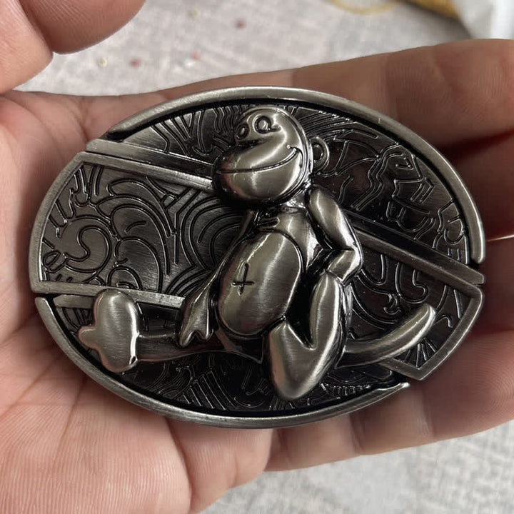 Cinturón de cuero con navaja plegable oculta de mono para hombre