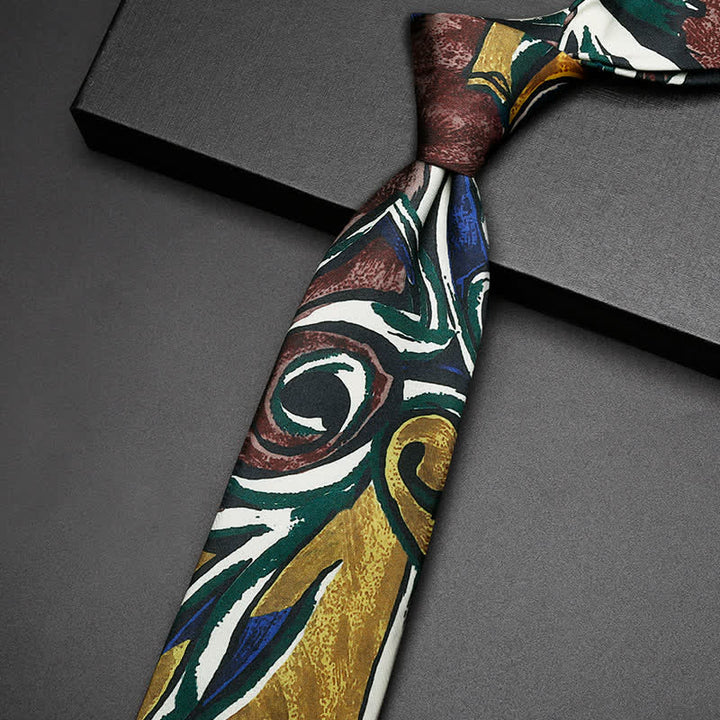 Corbata de hombre con pintura al óleo abstracta y diseño de libertad.