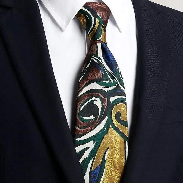 Corbata de hombre con pintura al óleo abstracta y diseño de libertad.