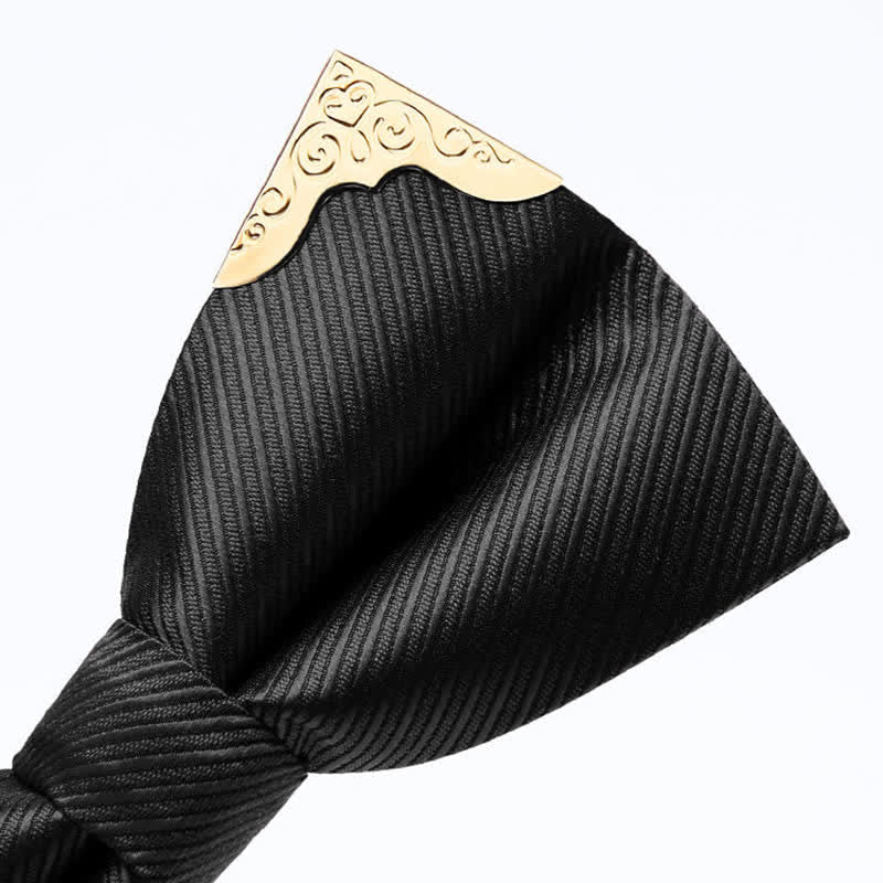 Pajarita de sarga con punta de metal dorado para hombre