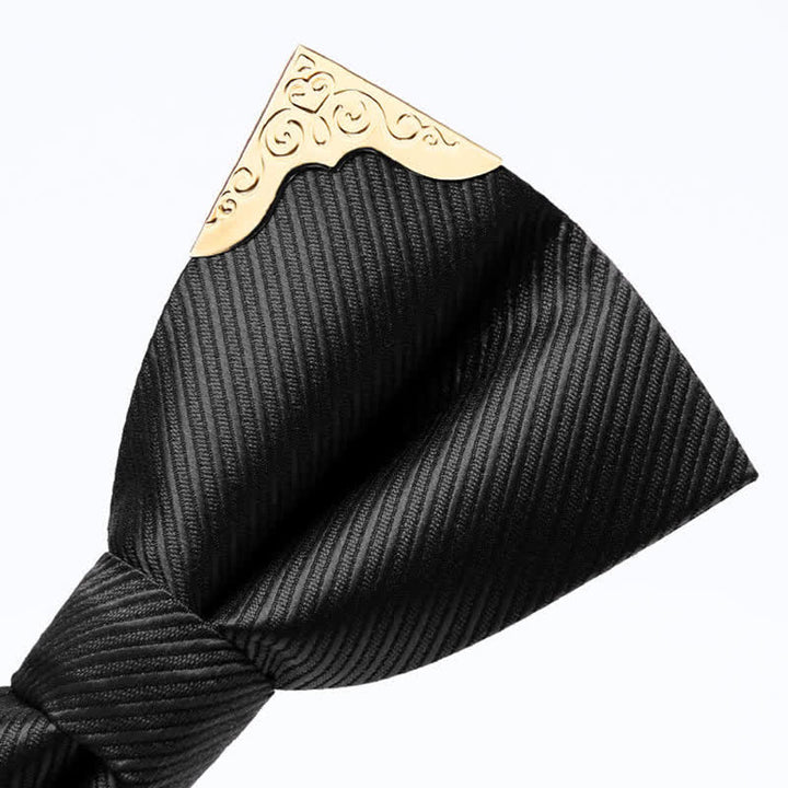 Pajarita de sarga con punta de metal dorado para hombre
