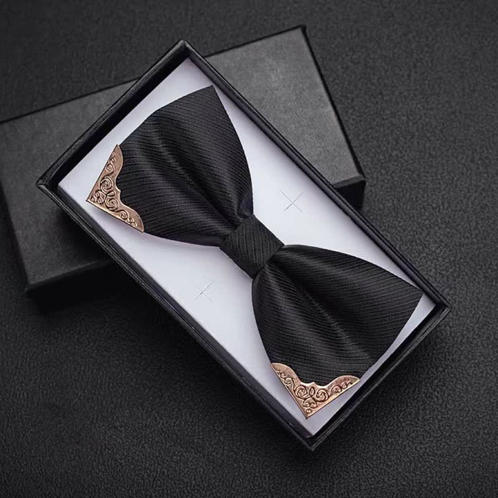 Pajarita de sarga con punta de metal dorado para hombre
