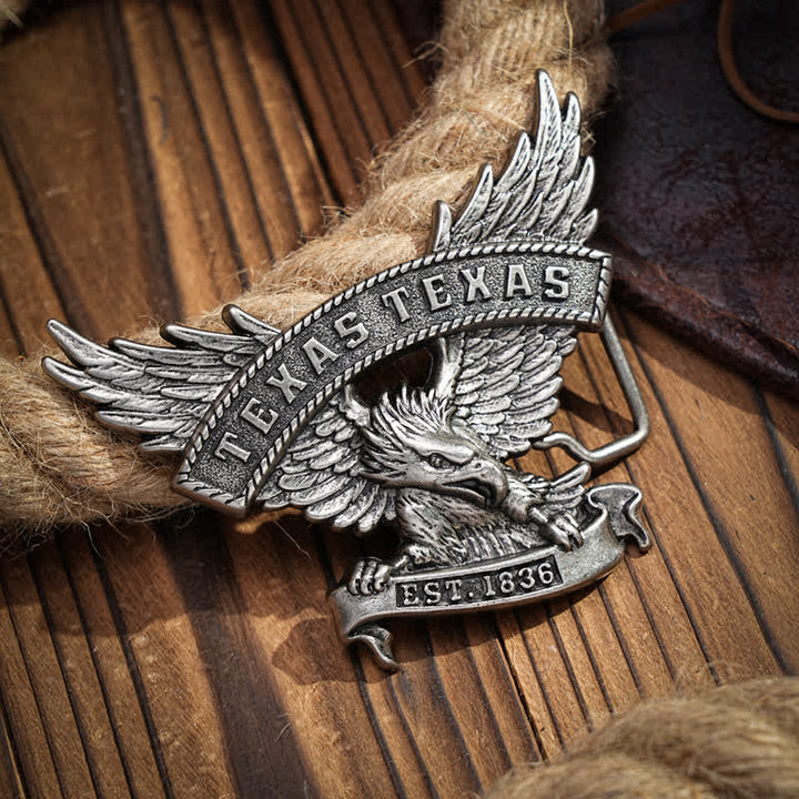 Cinturón de cuero con hebilla de águila del oeste de Texas retro para hombre hecho a mano