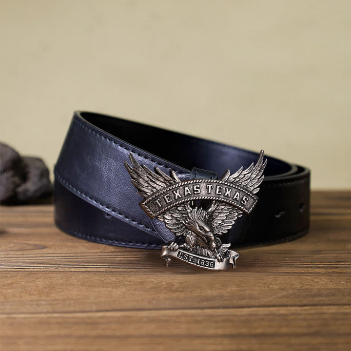 Cinturón de cuero con hebilla de águila del oeste de Texas retro para hombre hecho a mano