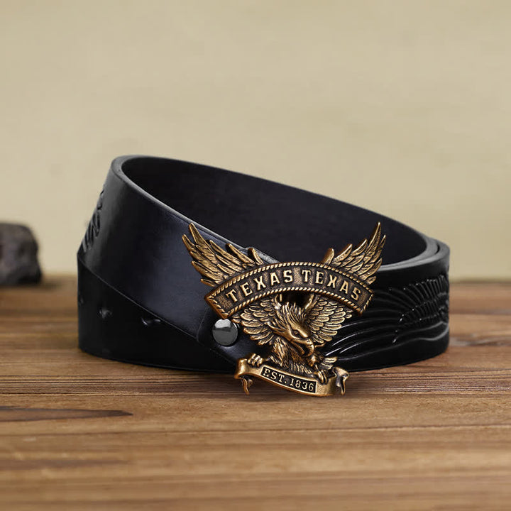 Cinturón de cuero con hebilla de águila del oeste de Texas retro para hombre hecho a mano