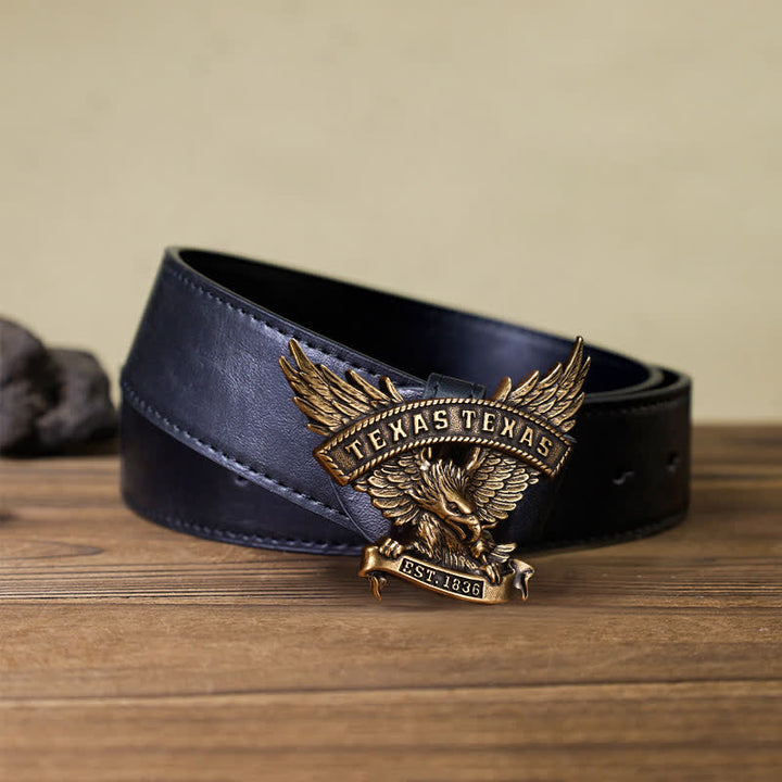 Cinturón de cuero con hebilla de águila del oeste de Texas retro para hombre hecho a mano