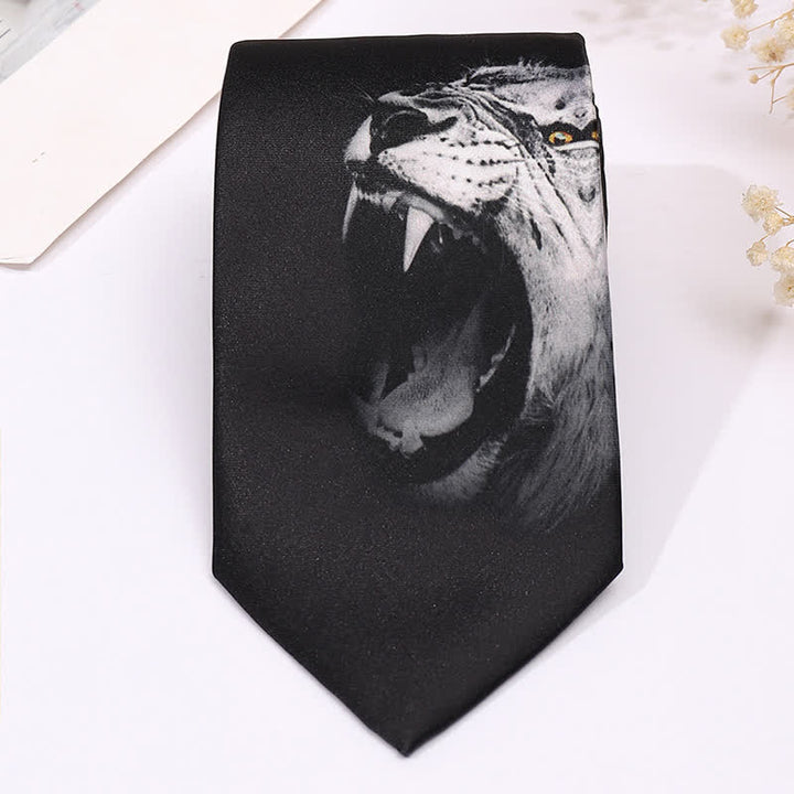 Corbata de negocios fina con estampado animal divertido para hombre