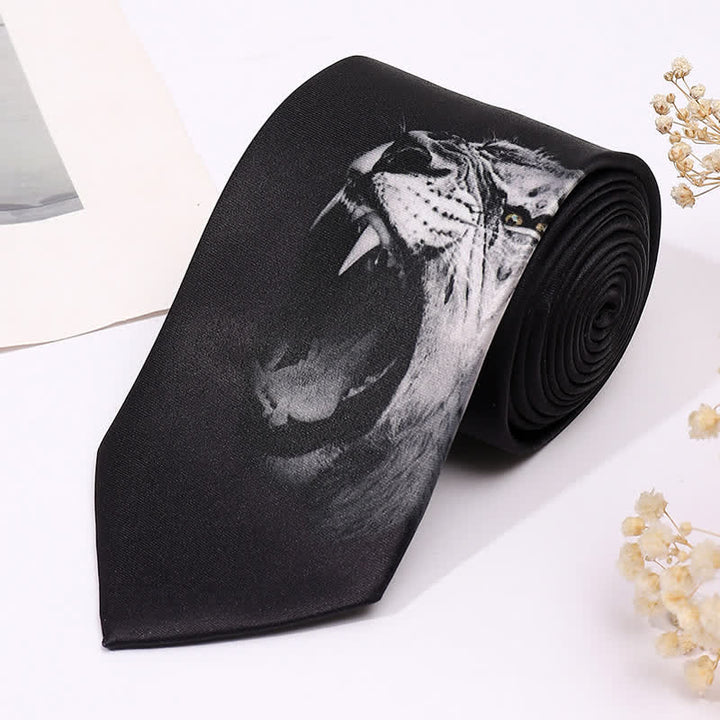 Corbata de negocios fina con estampado animal divertido para hombre