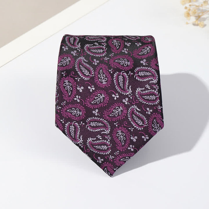 Corbata de hombre con jacquard y fondo negro en mezcla de anacardos