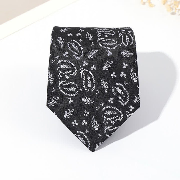 Corbata de hombre con jacquard y fondo negro en mezcla de anacardos