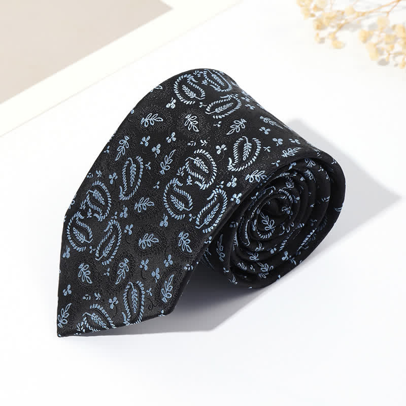 Corbata de hombre con jacquard y fondo negro en mezcla de anacardos