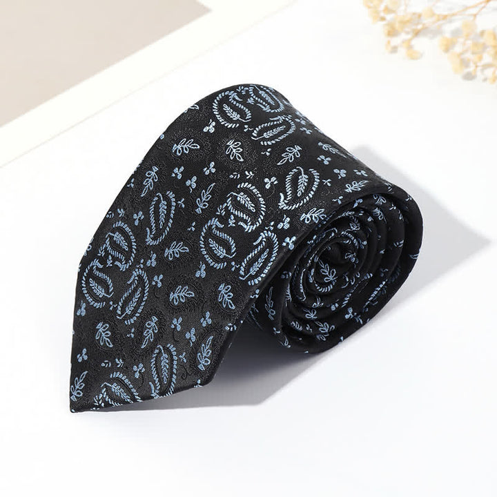 Corbata de hombre con jacquard y fondo negro en mezcla de anacardos