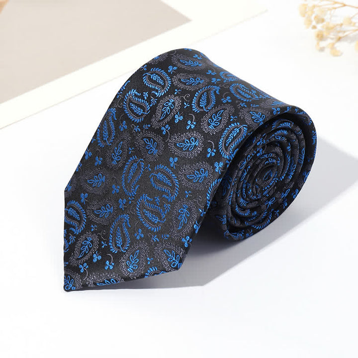 Corbata de hombre con jacquard y fondo negro en mezcla de anacardos