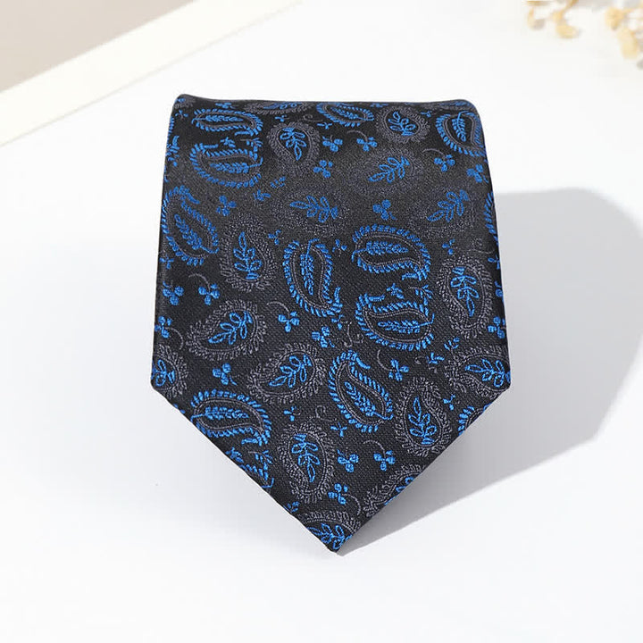 Corbata de hombre con jacquard y fondo negro en mezcla de anacardos