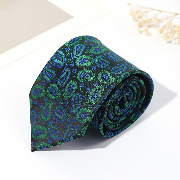 Corbata de hombre con jacquard y fondo negro en mezcla de anacardos
