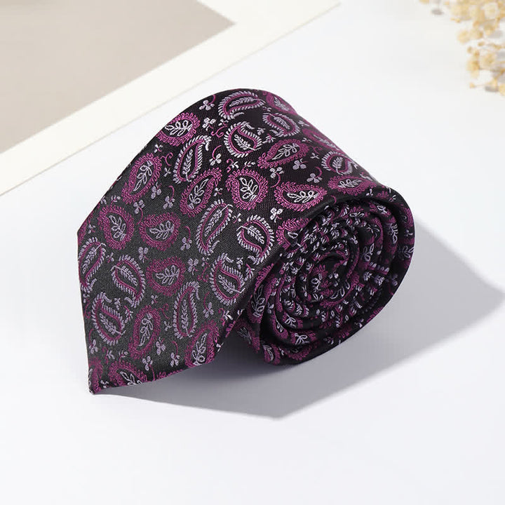 Corbata de hombre con jacquard y fondo negro en mezcla de anacardos