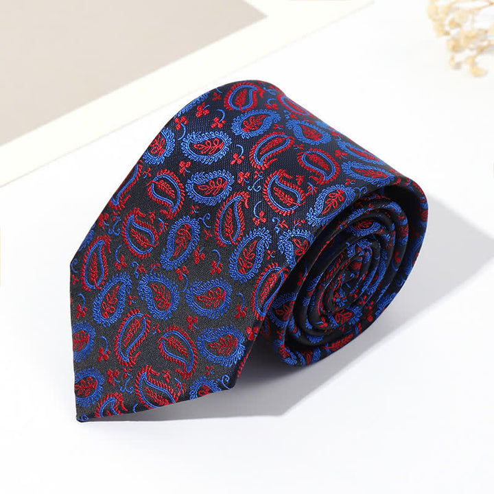 Corbata de hombre con jacquard y fondo negro en mezcla de anacardos