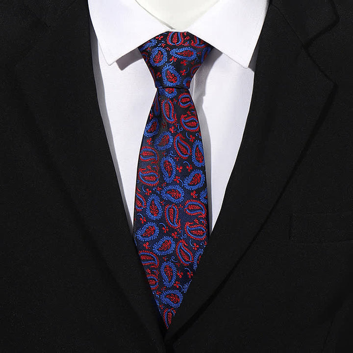 Corbata de hombre con jacquard y fondo negro en mezcla de anacardos