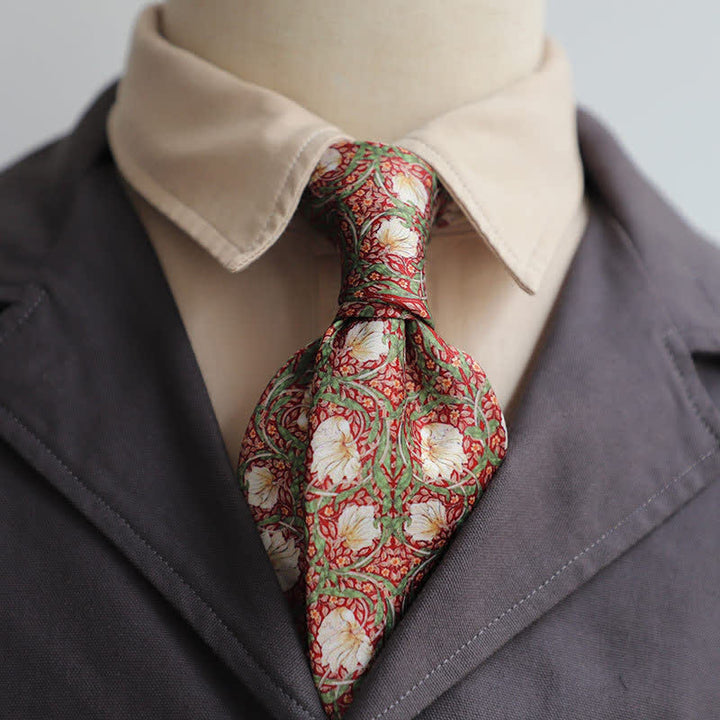 Corbata con estampado floral retro atemporal para hombre