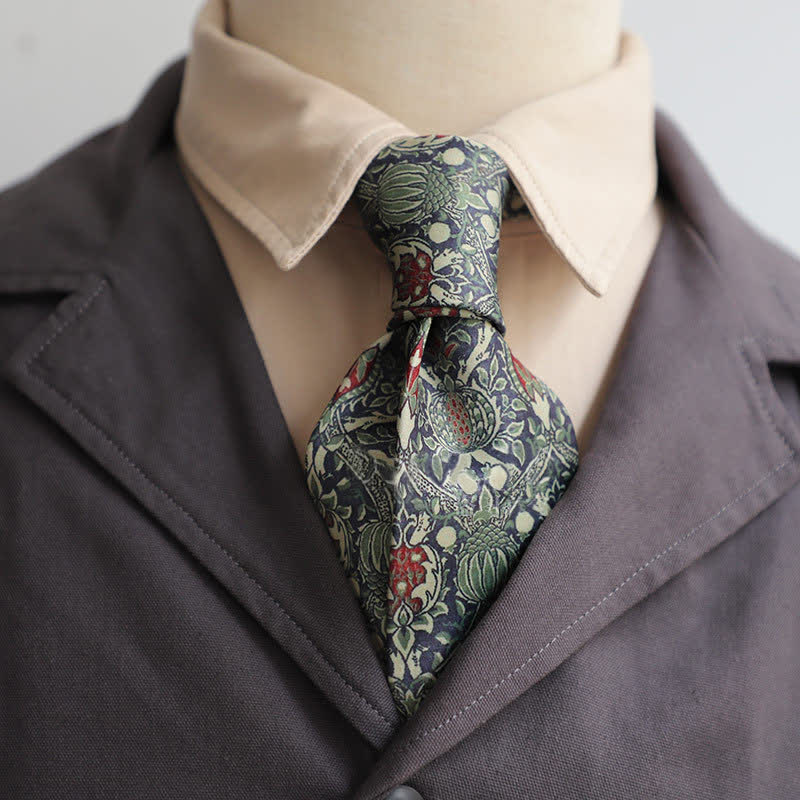 Corbata con estampado floral retro atemporal para hombre
