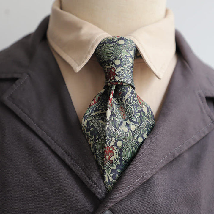 Corbata con estampado floral retro atemporal para hombre