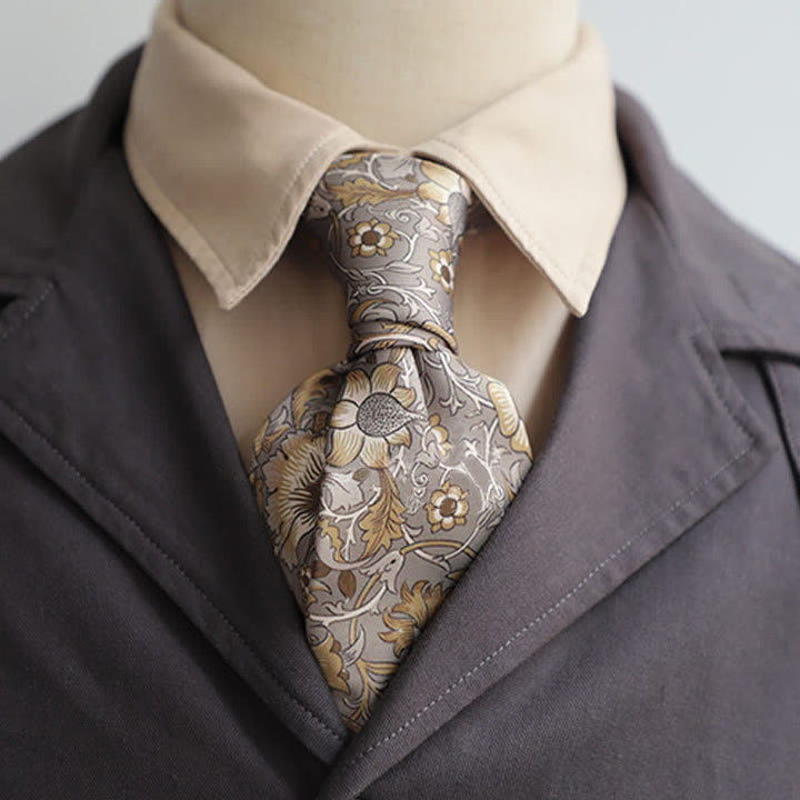 Corbata con estampado floral retro atemporal para hombre