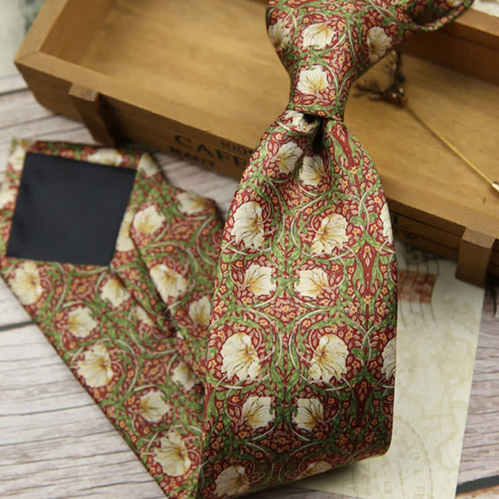 Corbata con estampado floral retro atemporal para hombre