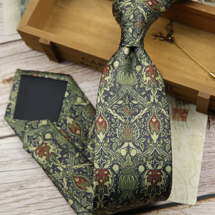 Corbata con estampado floral retro atemporal para hombre