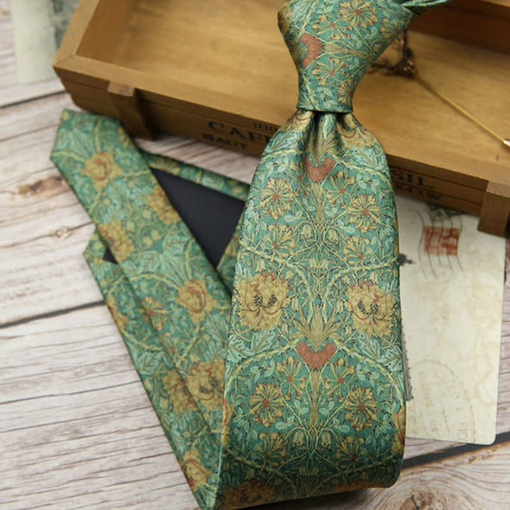 Corbata con estampado floral retro atemporal para hombre