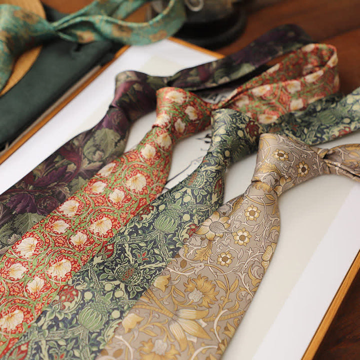 Corbata con estampado floral retro atemporal para hombre