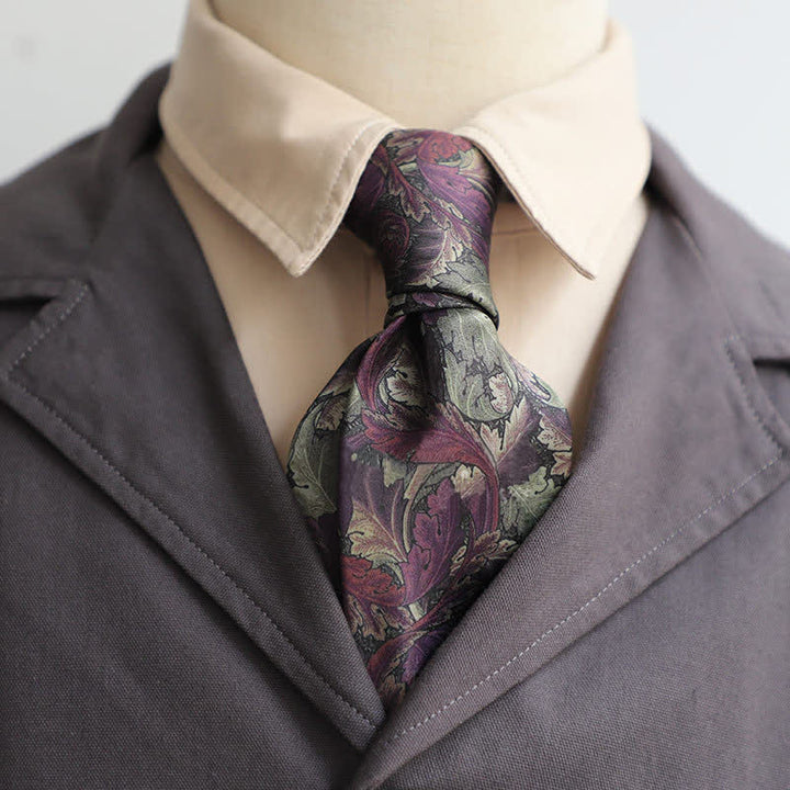 Corbata con estampado floral retro atemporal para hombre