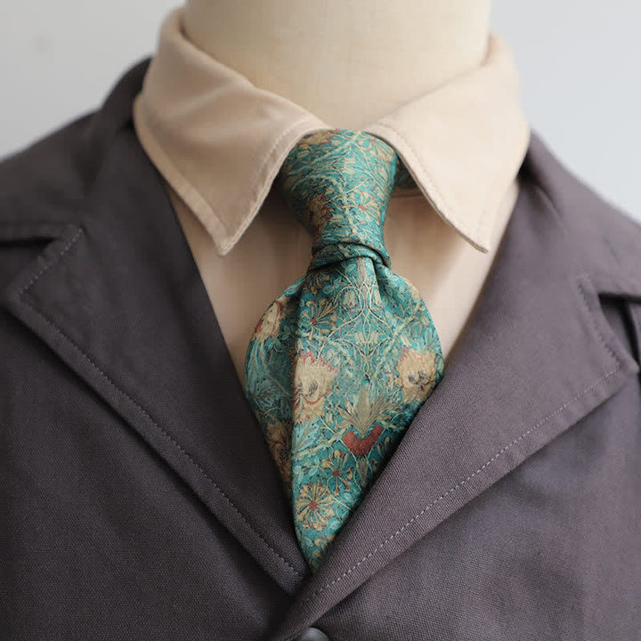 Corbata con estampado floral retro atemporal para hombre