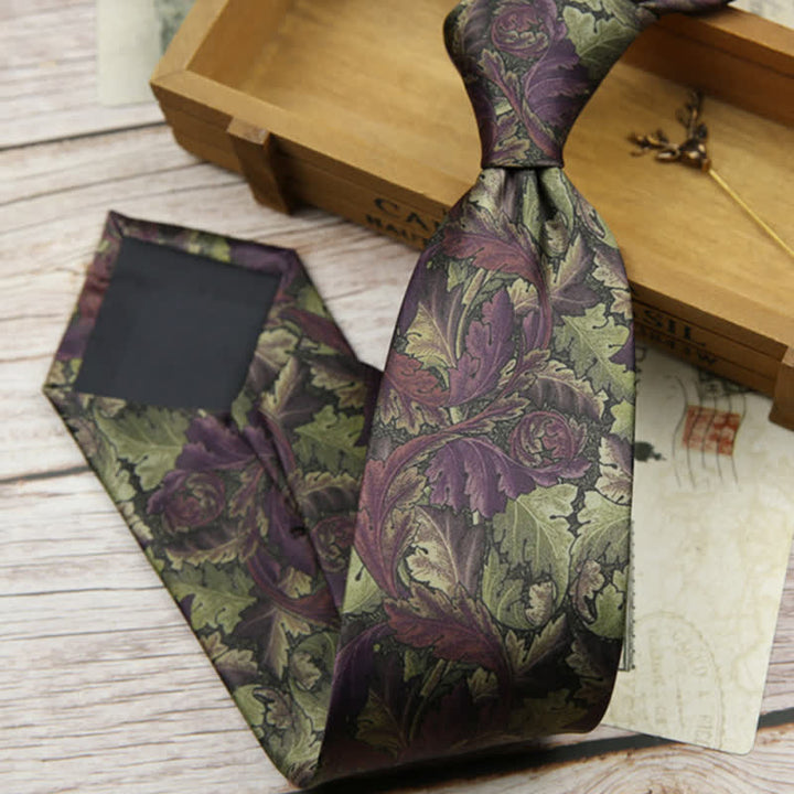 Corbata con estampado floral retro atemporal para hombre