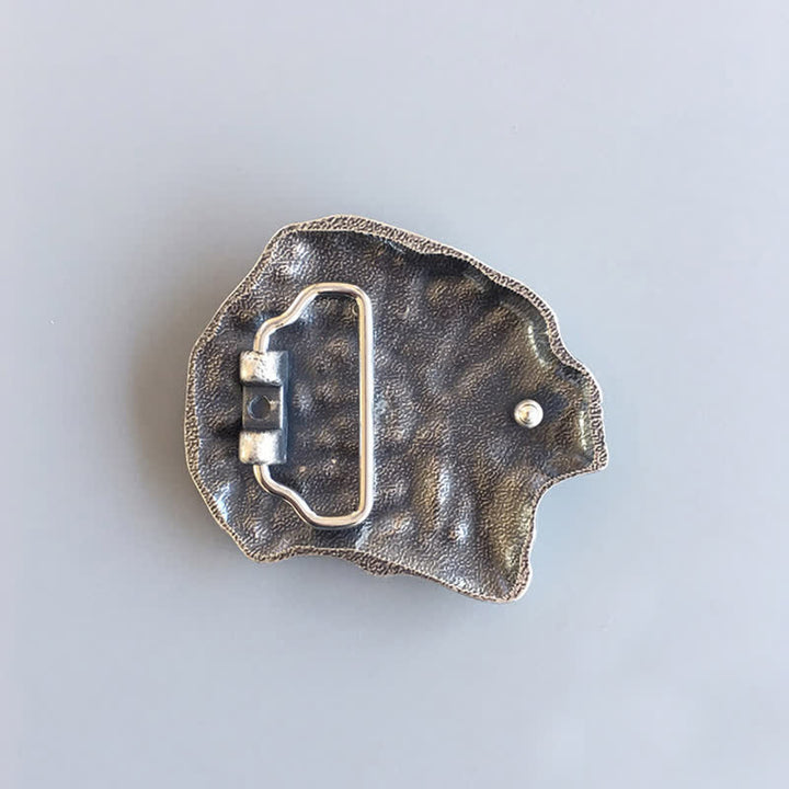 Cinturón de cuero con hebilla de cabeza de jefe nativo para hombre, hecho a mano