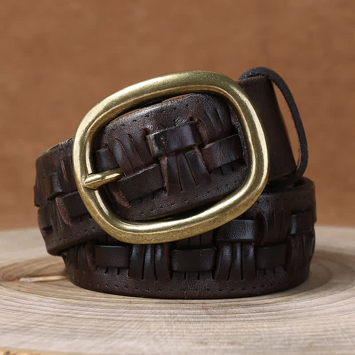 Cinturón de cuero trenzado para jeans con tendencia retro tejida
