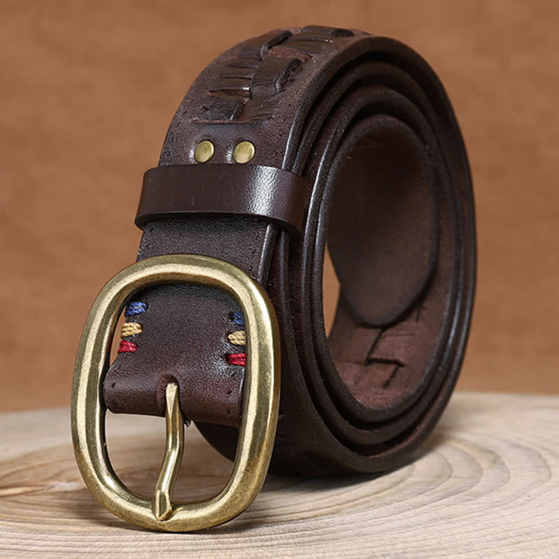 Cinturón de cuero trenzado para jeans con tendencia retro tejida