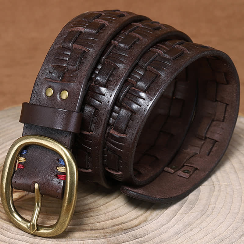 Cinturón de cuero trenzado para jeans con tendencia retro tejida