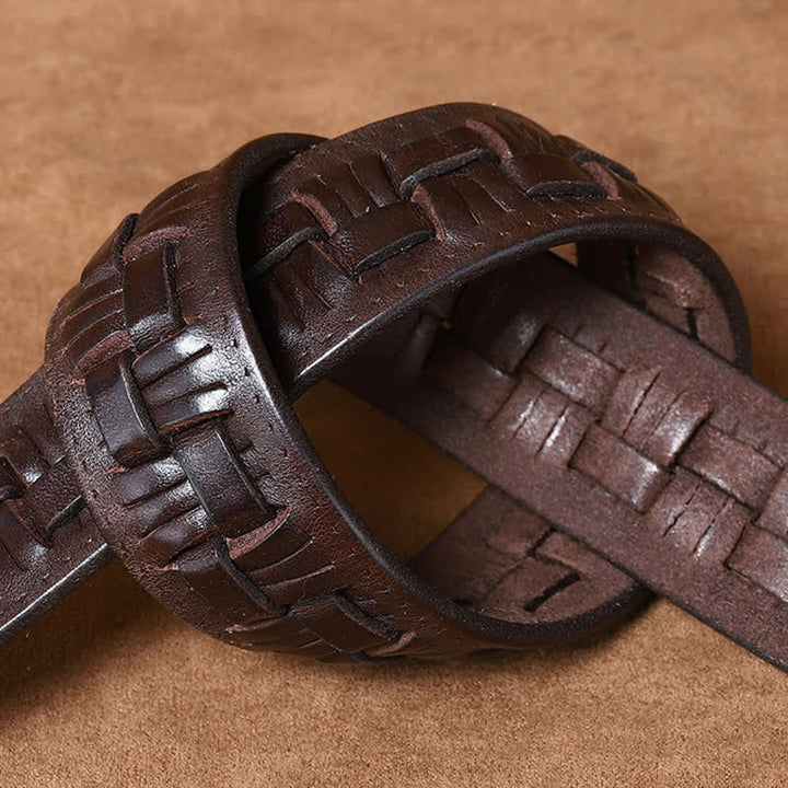 Cinturón de cuero trenzado para jeans con tendencia retro tejida