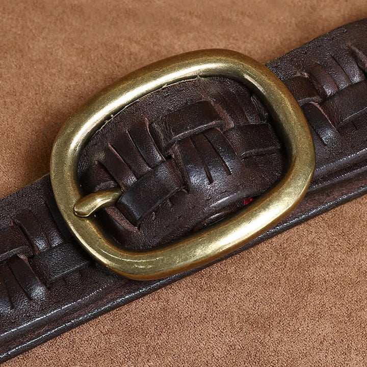 Cinturón de cuero trenzado para jeans con tendencia retro tejida