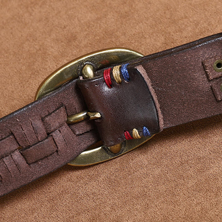 Cinturón de cuero trenzado para jeans con tendencia retro tejida