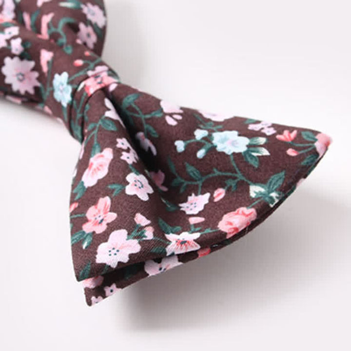 Pajarita de algodón de doble capa con estampado floral para hombre